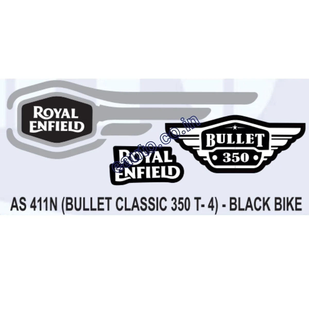 Graphics Sticker Set for Royal Enfield Bullet Classic 350 | Type 4 | Black Vehicle | Both Sides