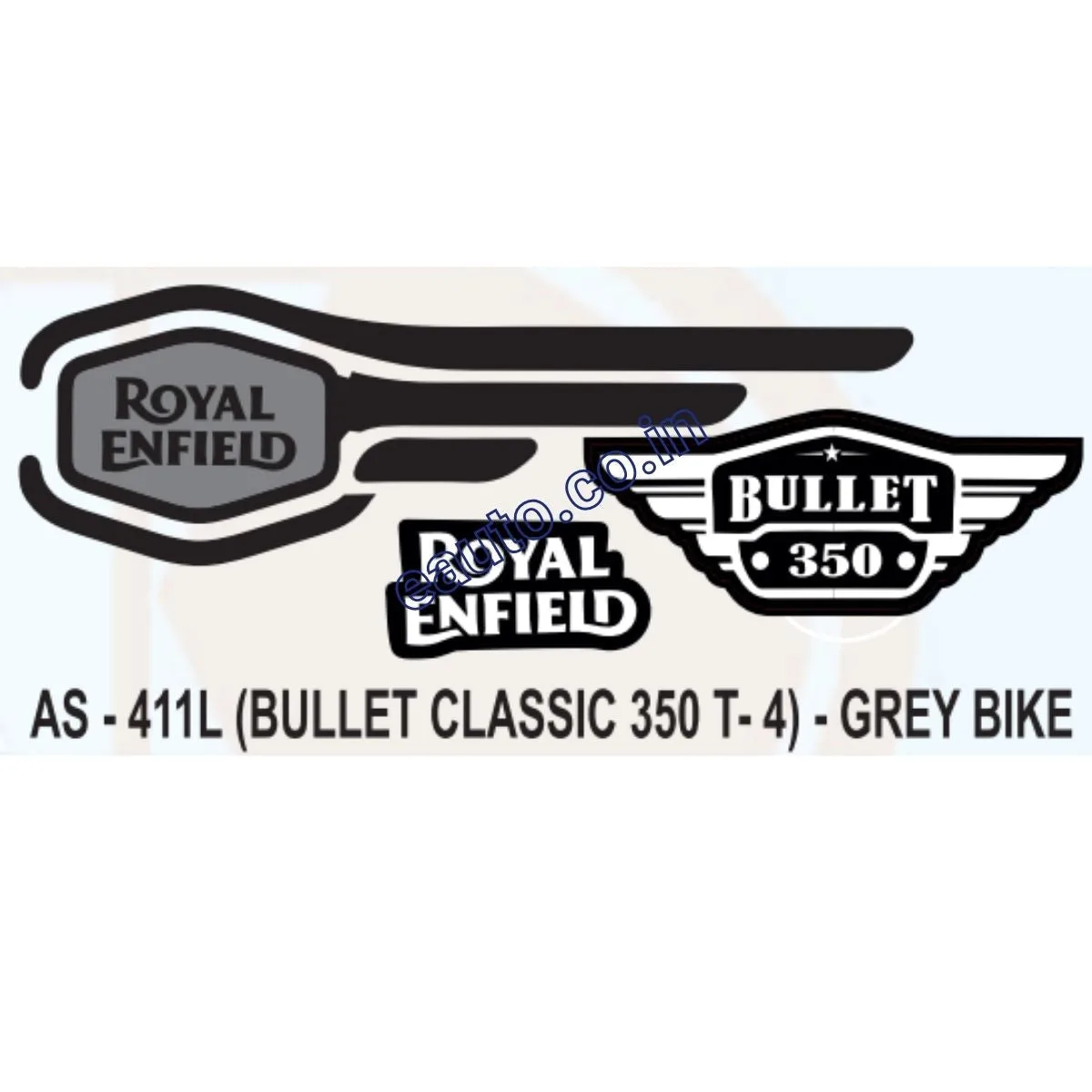 Graphics Sticker Set for Royal Enfield Bullet Classic 350 | Type 4 | Grey Vehicle | Both Sides