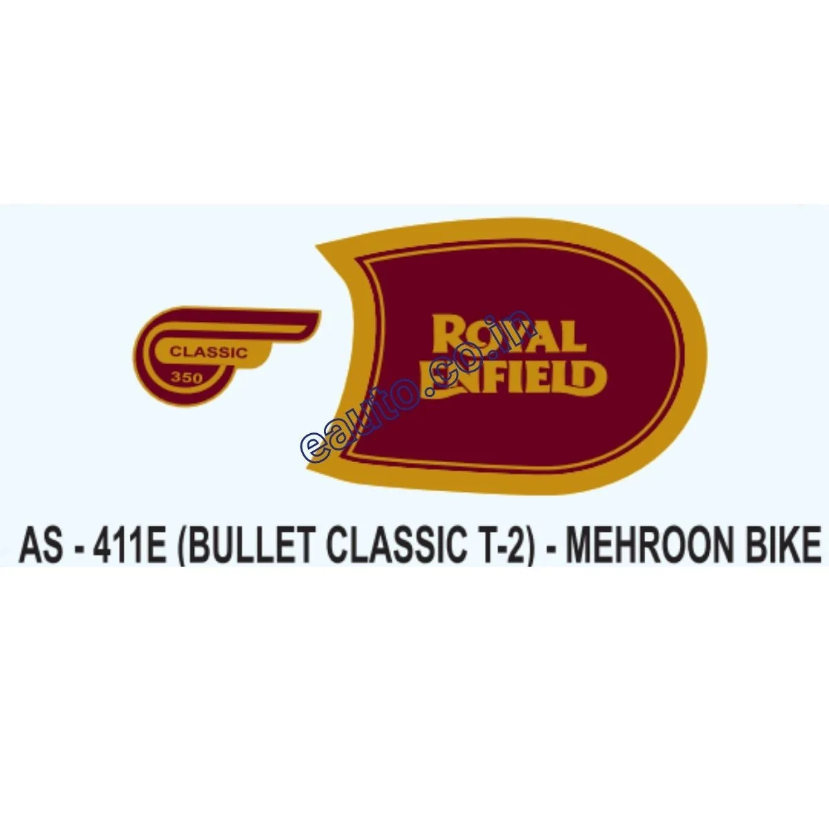 Graphics Sticker Set for Royal Enfield Bullet Classic | Type 2 | Mehroon Vehicle | Both Sides