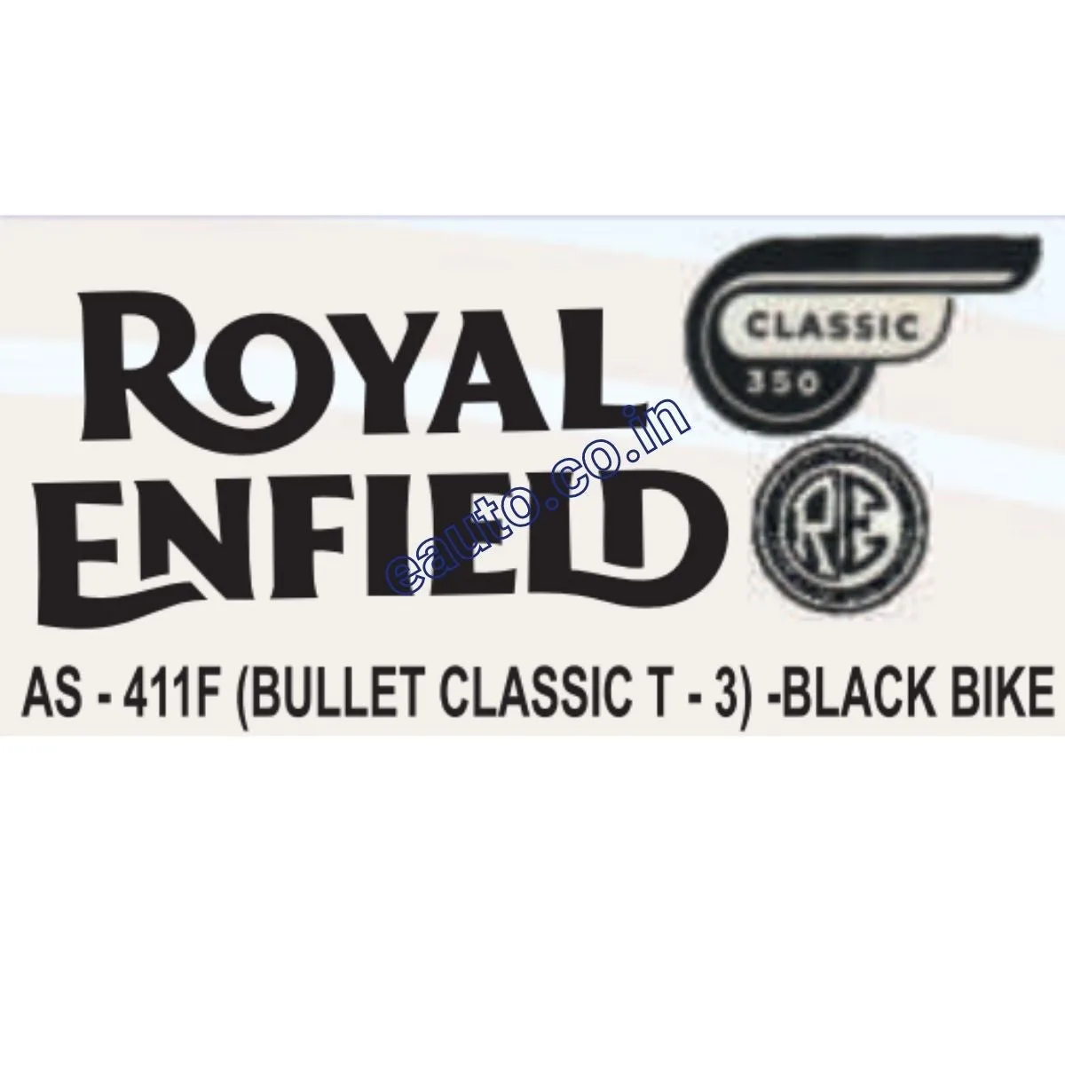Graphics Sticker Set for Royal Enfield Bullet Classic | Type 3 | Black Vehicle | Both Sides