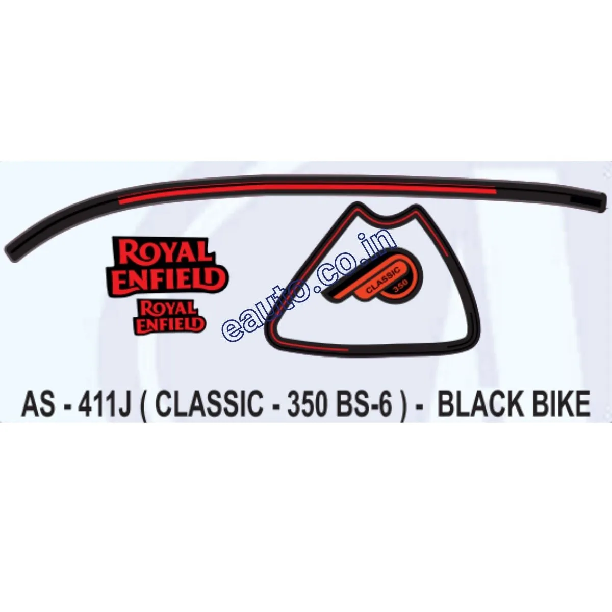 Graphics Sticker Set for Royal Enfield Classic 350 BS6 | Black Vehicle | Both Sides