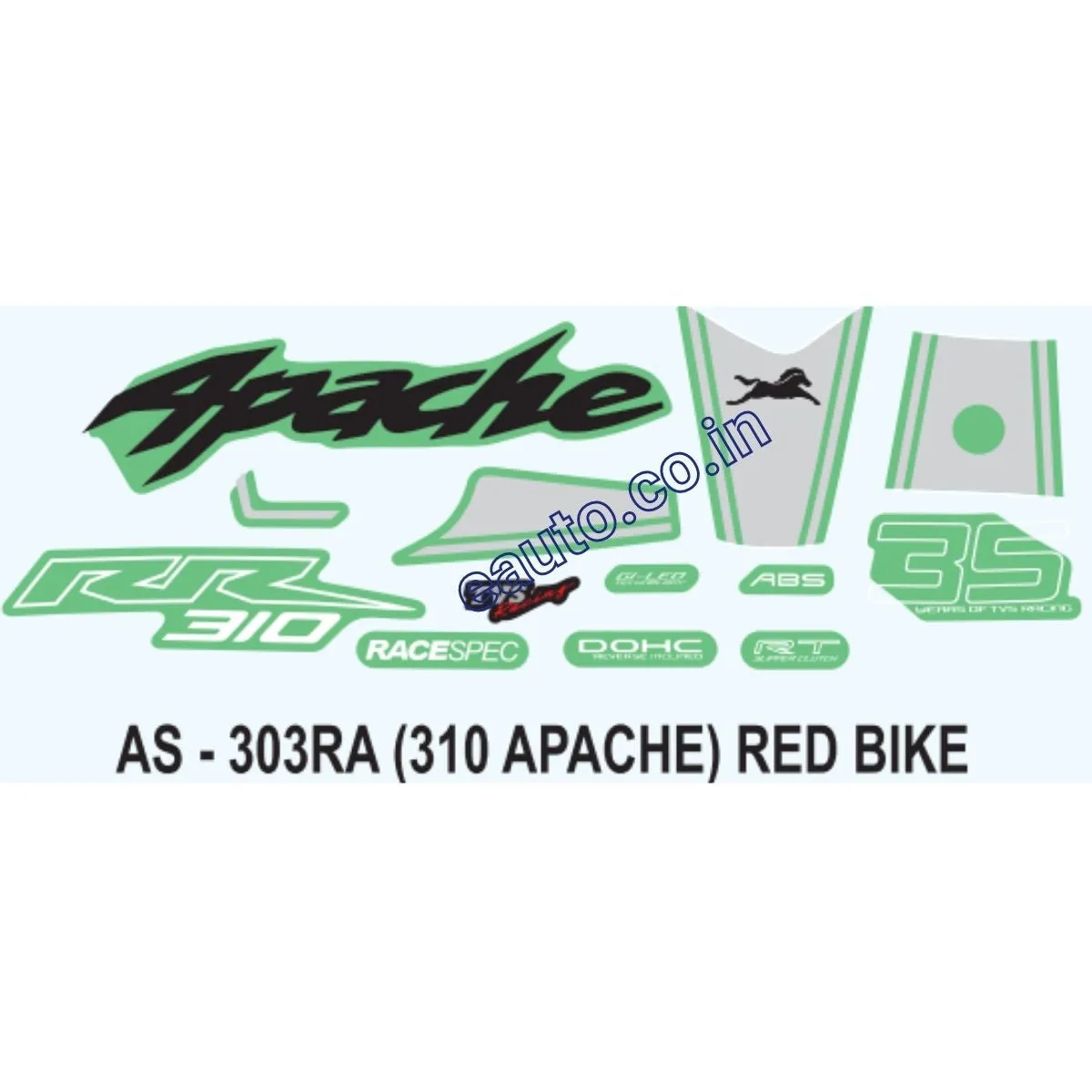 Graphics Sticker Set for TVS Apache 310 | Red Vehicle | Green Sticker | Both Sides