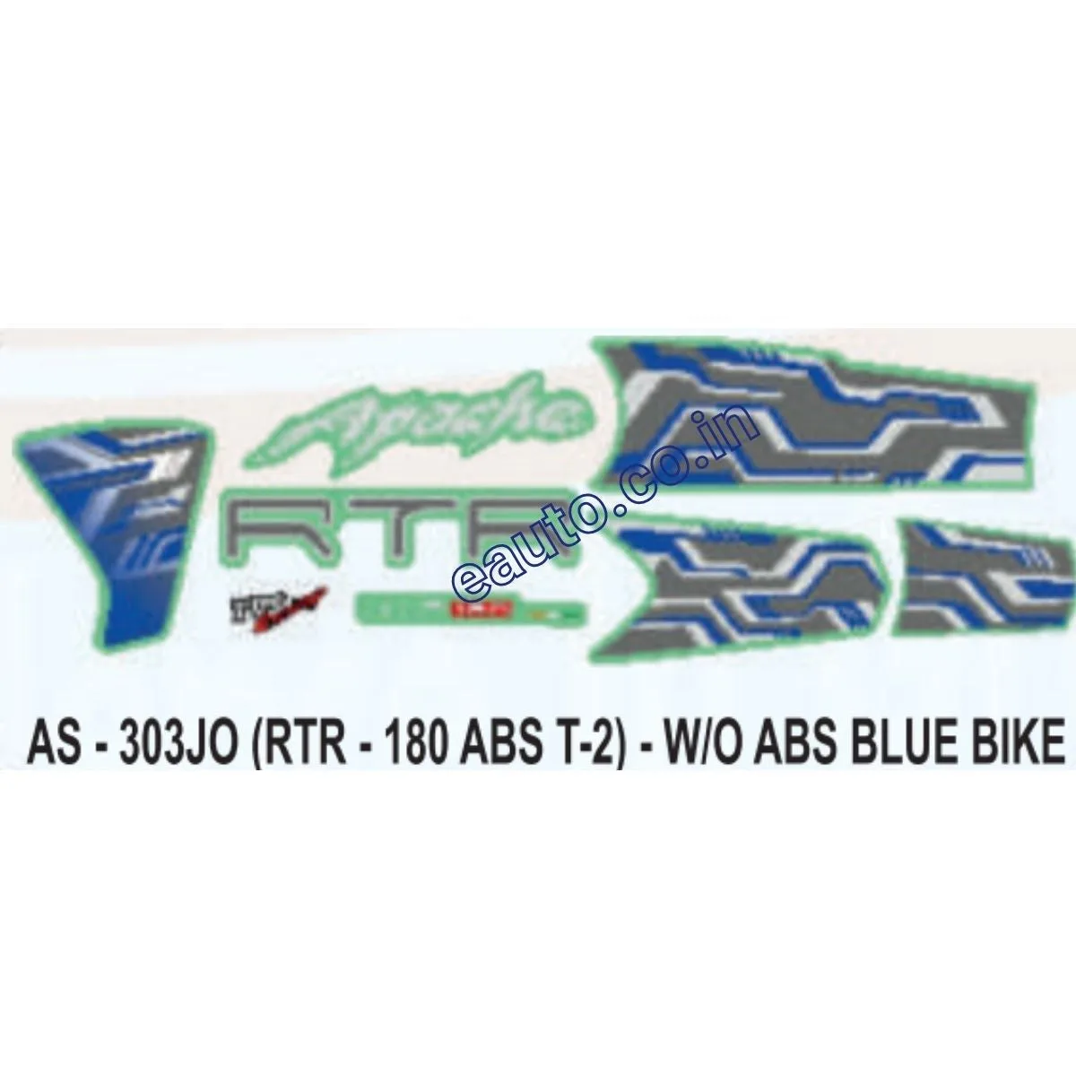 Graphics Sticker Set for TVS Apache RTR 180 | Type 2 | Without ABS | Blue Vehicle | Both Sides