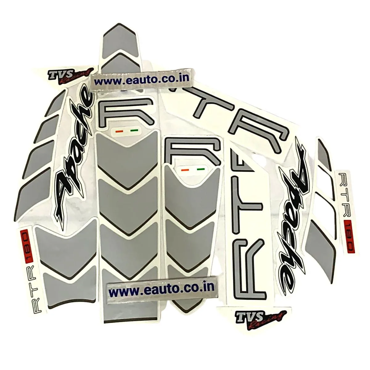 Graphics Sticker Set for TVS Apache RTR 180 | White Bike | Vinyl Decal Set | Both Sides