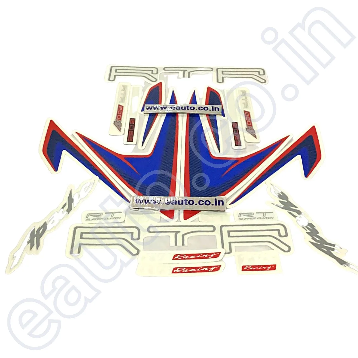 Graphics Sticker Set for TVS Apache RTR 200 4V | Blue Bike | Red Sticker | Vinyl Decal Set | Both Sides 2