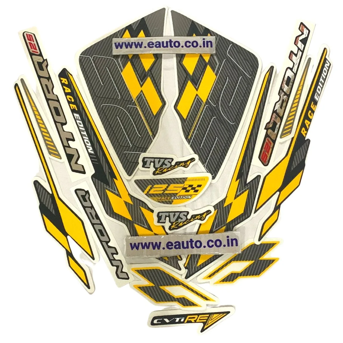 Graphics Sticker Set for TVS NTORQ 125 | Black & Yellow | Vinyl Decal Set | Both Sides