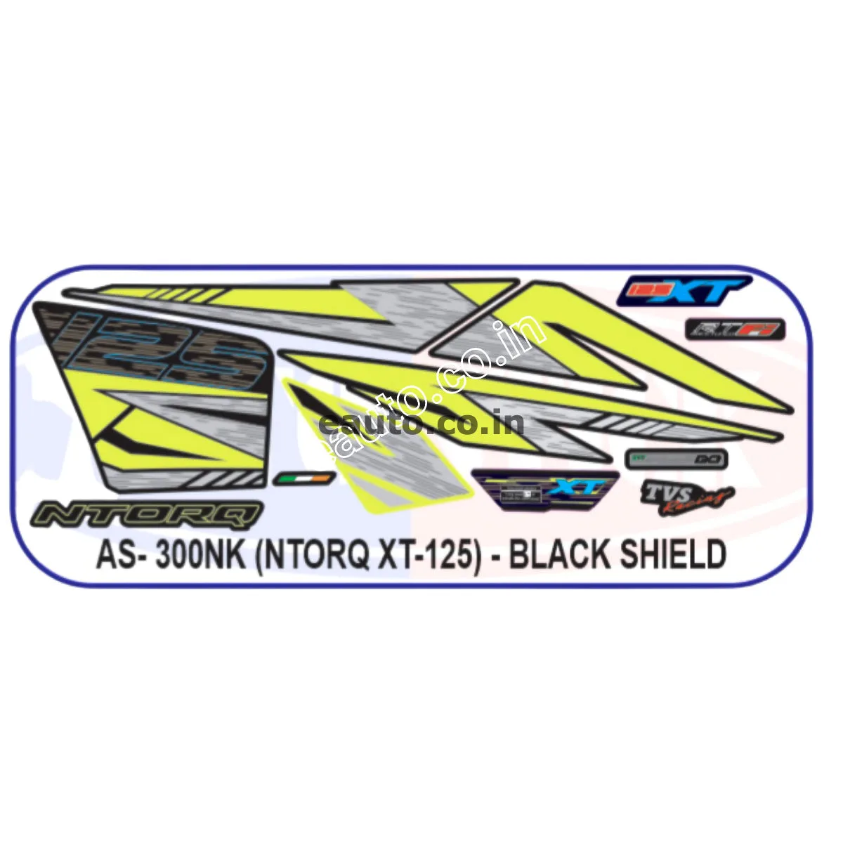 Graphics Sticker Set for TVS NTORQ XT 125 | Black Vehicle | Black Shield Sticker | Both Sides