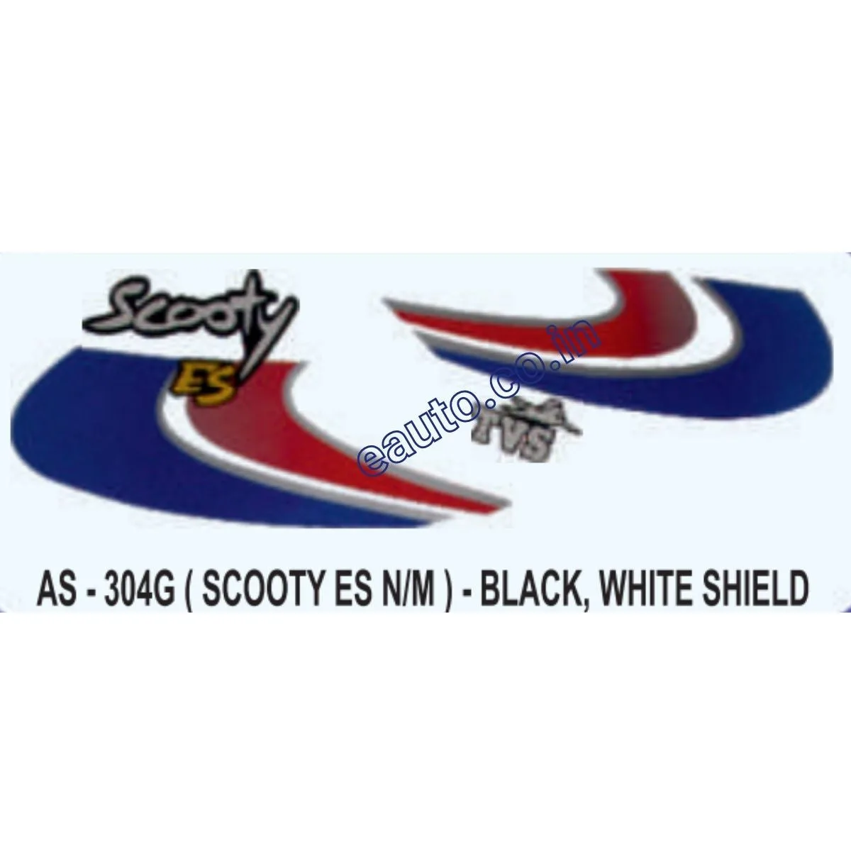 Graphics Sticker Set for TVS Scooty ES | New Model | Black | White Shield Sticker | Both Sides