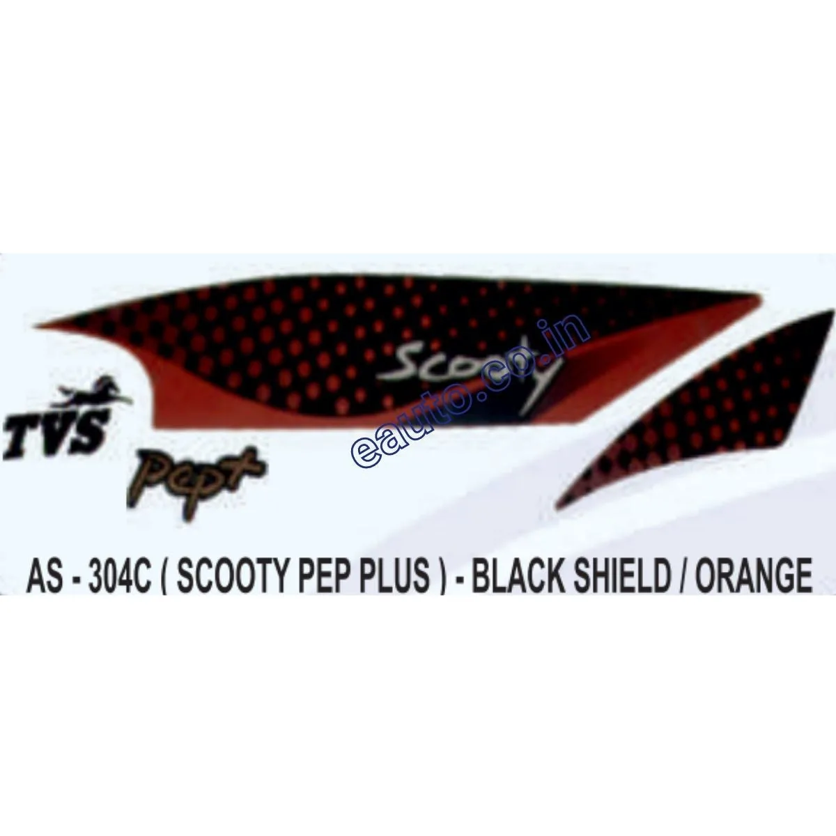 Graphics Sticker Set for TVS Scooty Pep Plus | Black Vehicle | Orange Sticker | Both Sides