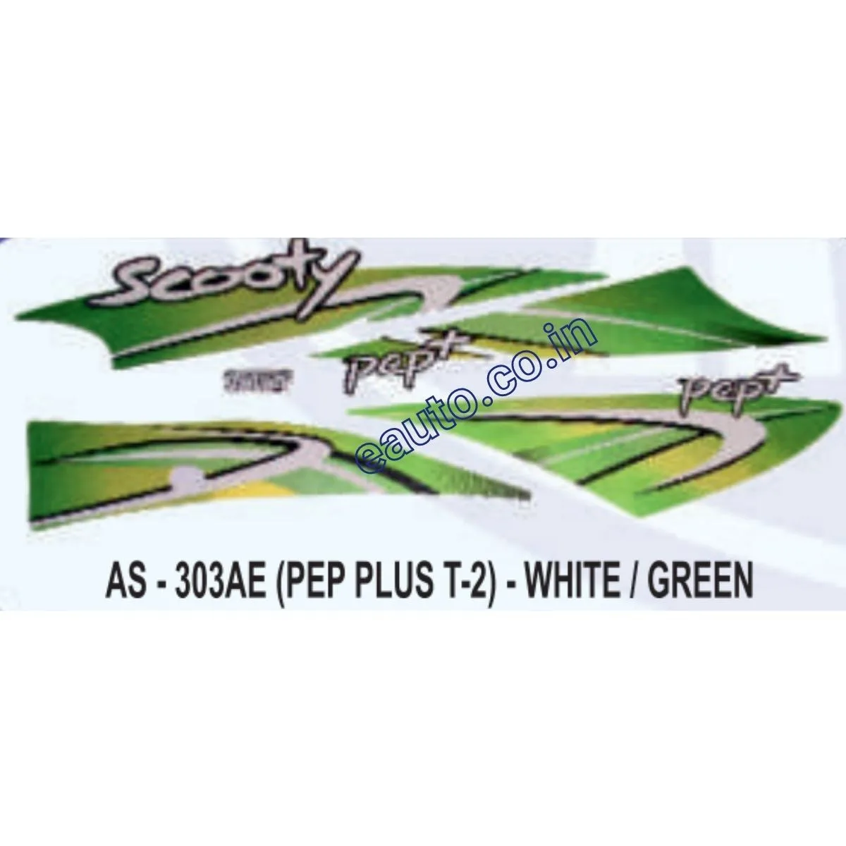 Graphics Sticker Set for TVS Scooty Pep Plus | Type 2 | White | Green Sticker | Both Sides