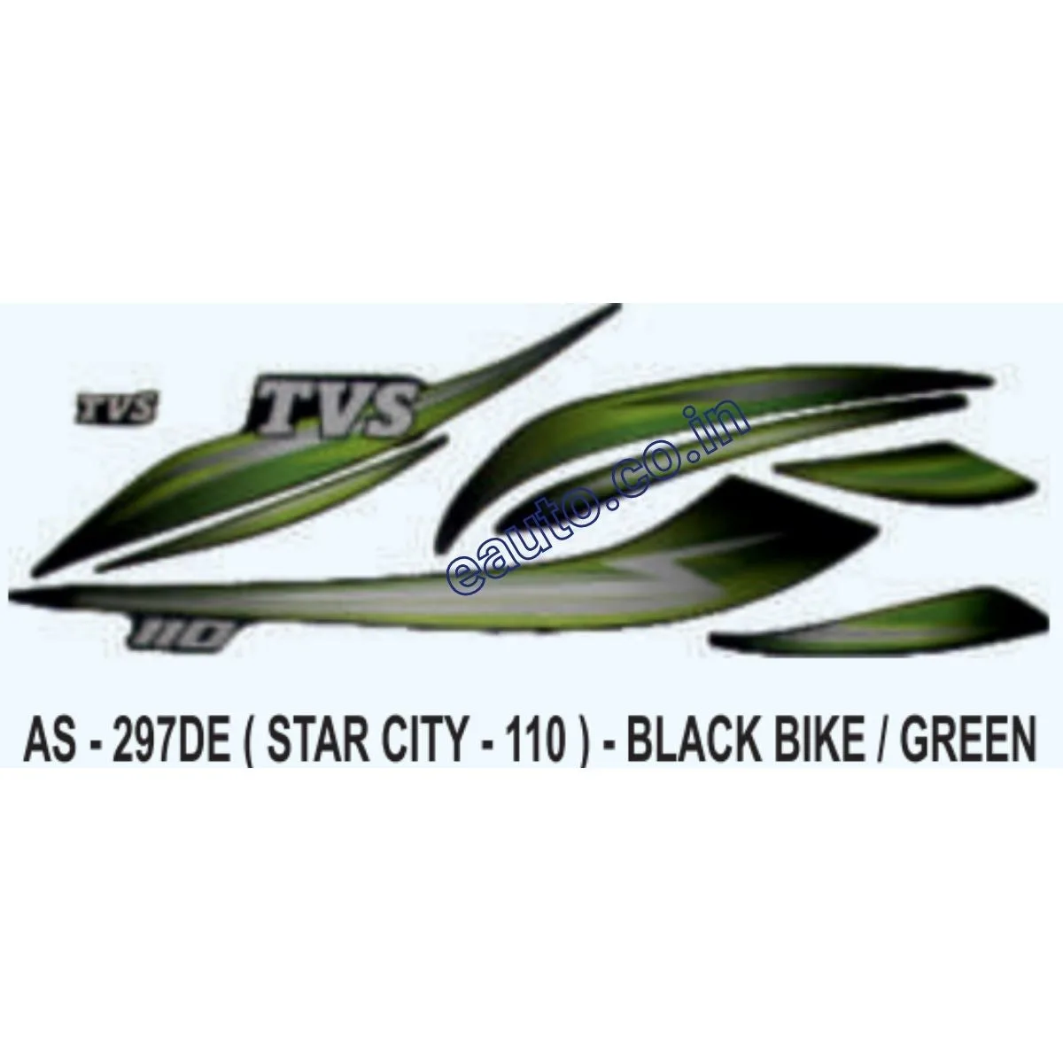 Graphics Sticker Set for TVS Star City 110 | Black Vehicle | Green Sticker | Both Sides