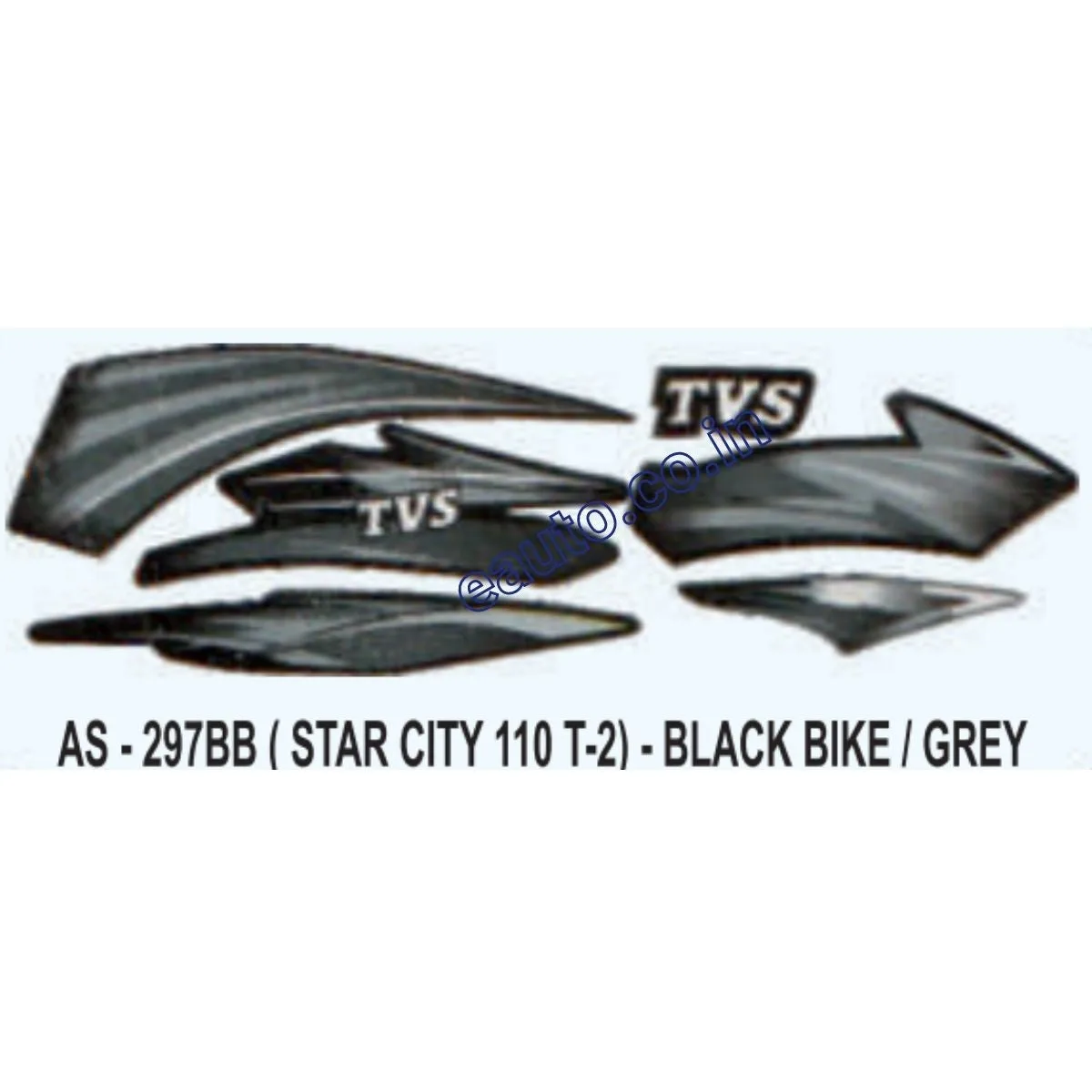 Graphics Sticker Set for TVS Star City 110 | Type 2 | Black Vehicle | Grey Sticker | Both Sides