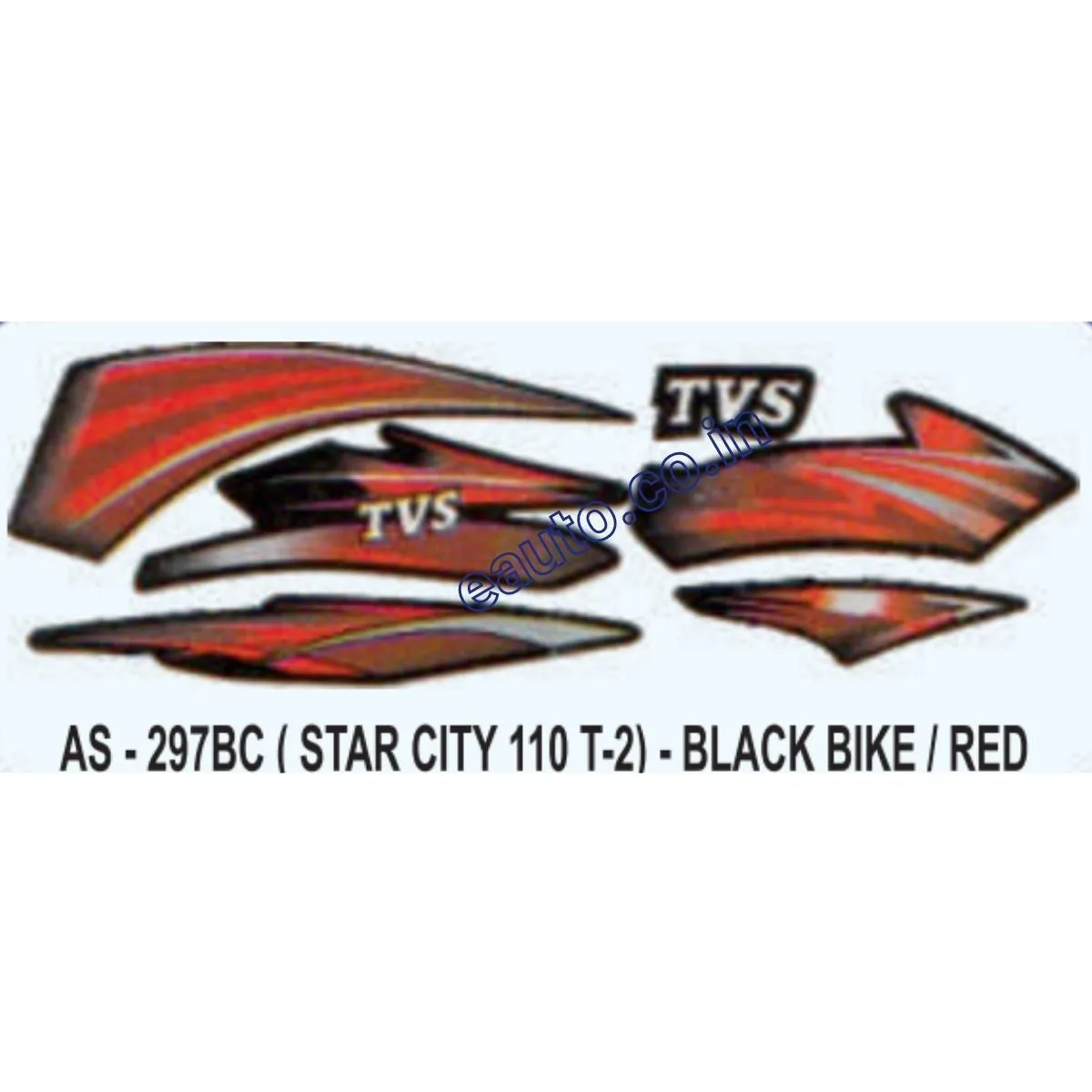Graphics Sticker Set for TVS Star City 110 | Type 2 | Black Vehicle | Red Sticker | Both Sides