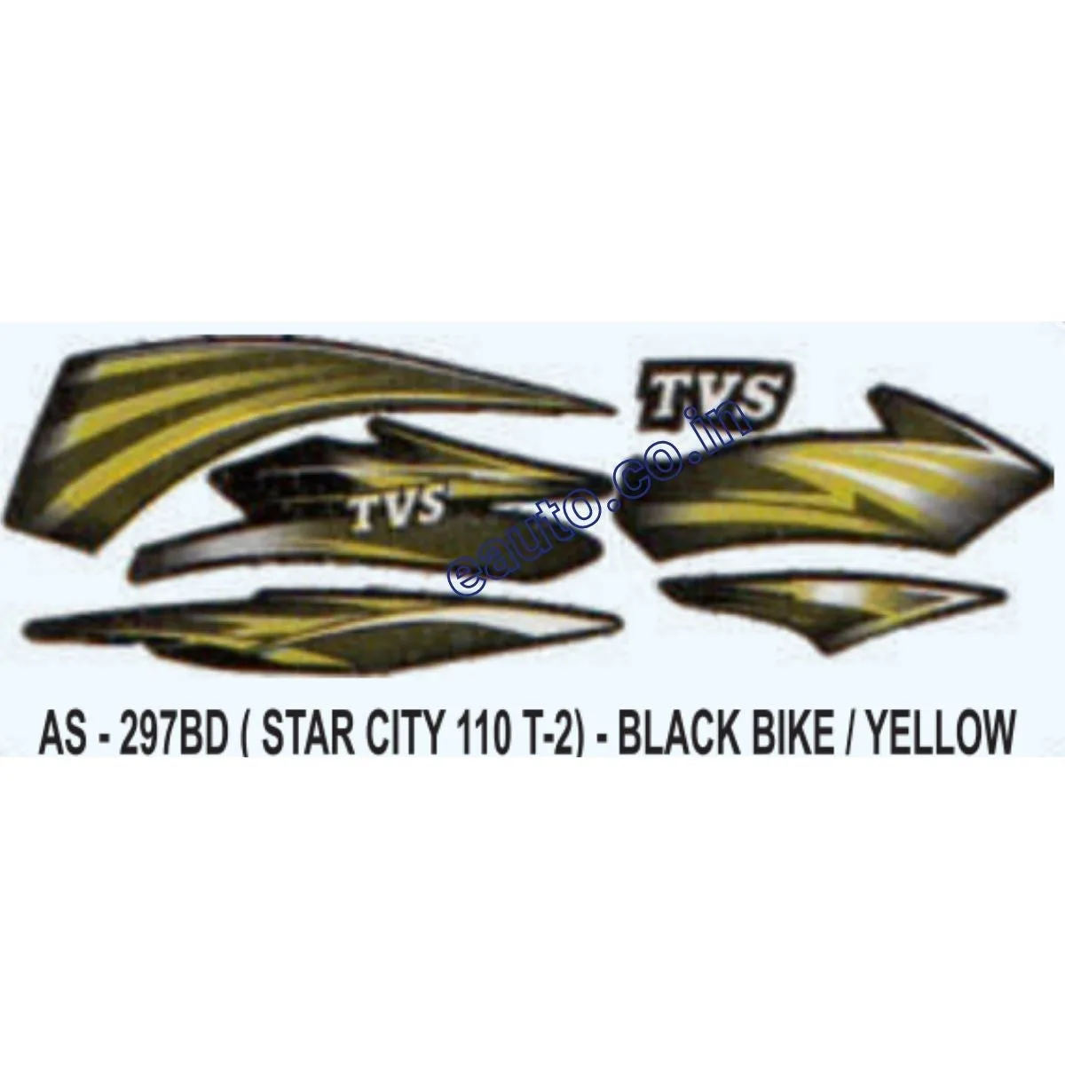 Graphics Sticker Set for TVS Star City 110 | Type 2 | Black Vehicle | Yellow Sticker | Both Sides