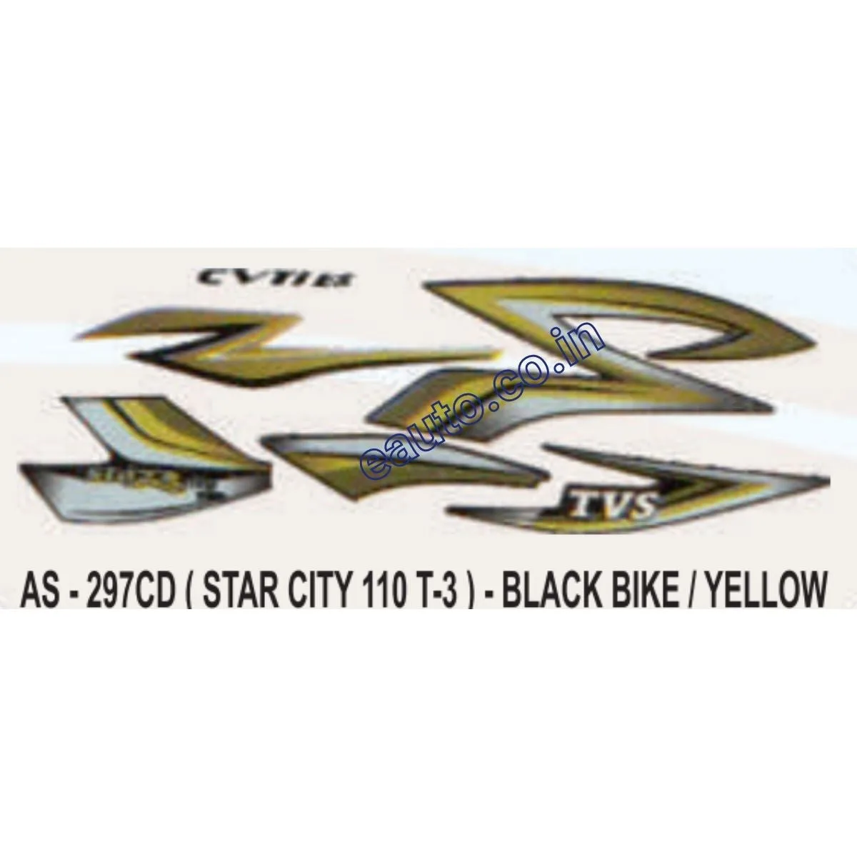 Graphics Sticker Set for TVS Star City 110 | Type 3 | Black Vehicle | Yellow Sticker | Both Sides