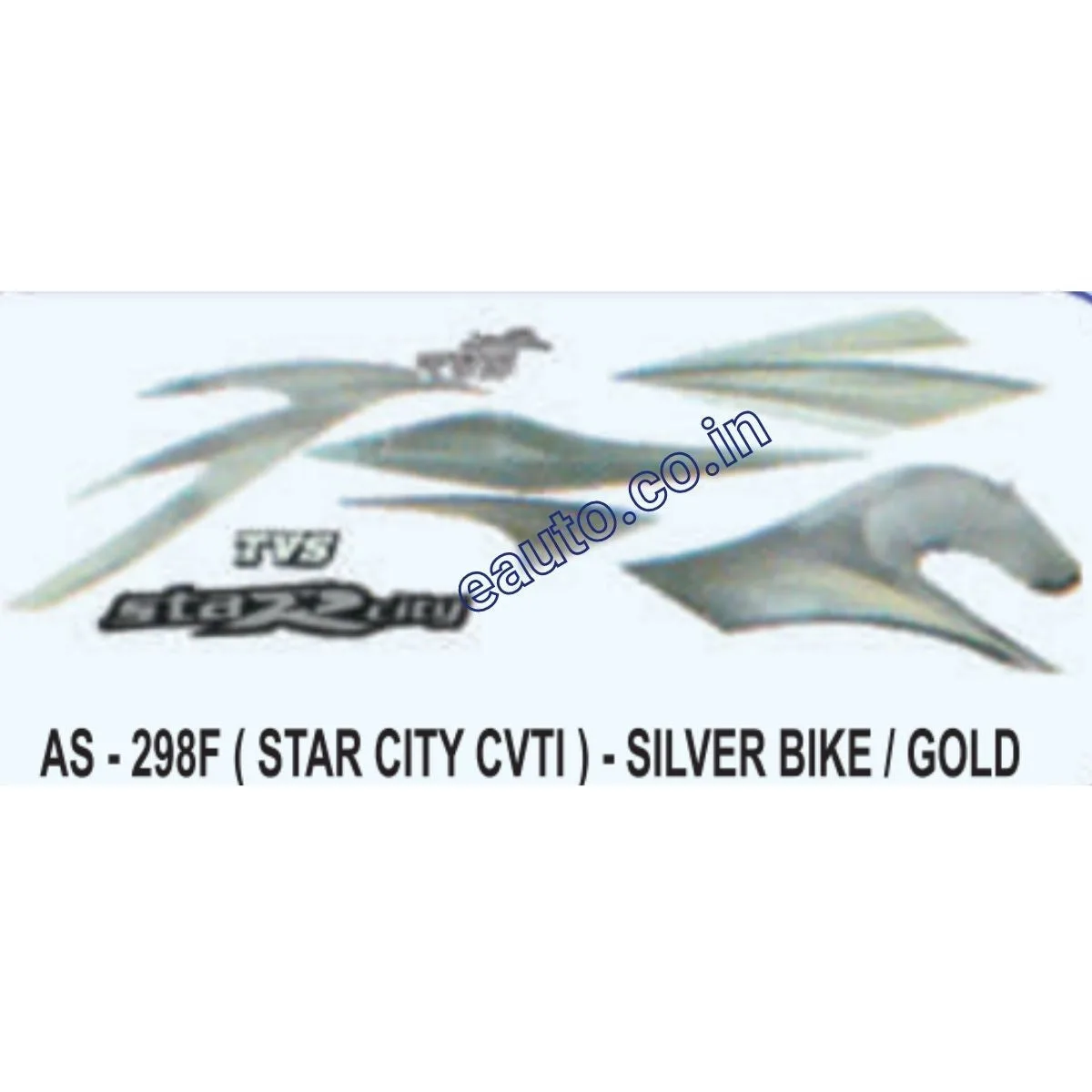 Graphics Sticker Set for TVS Star City CVTI | Silver Vehicle | Gold Sticker | Both Sides