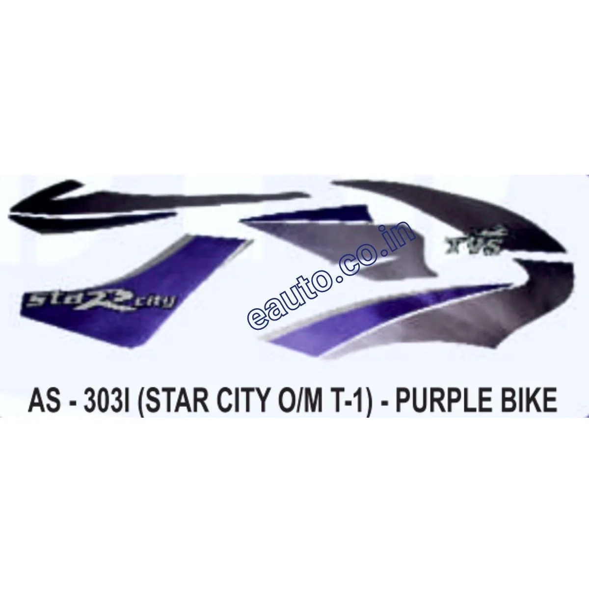 Graphics Sticker Set for TVS Star City | Type 1 | Old Model | Purple Vehicle | Both Sides