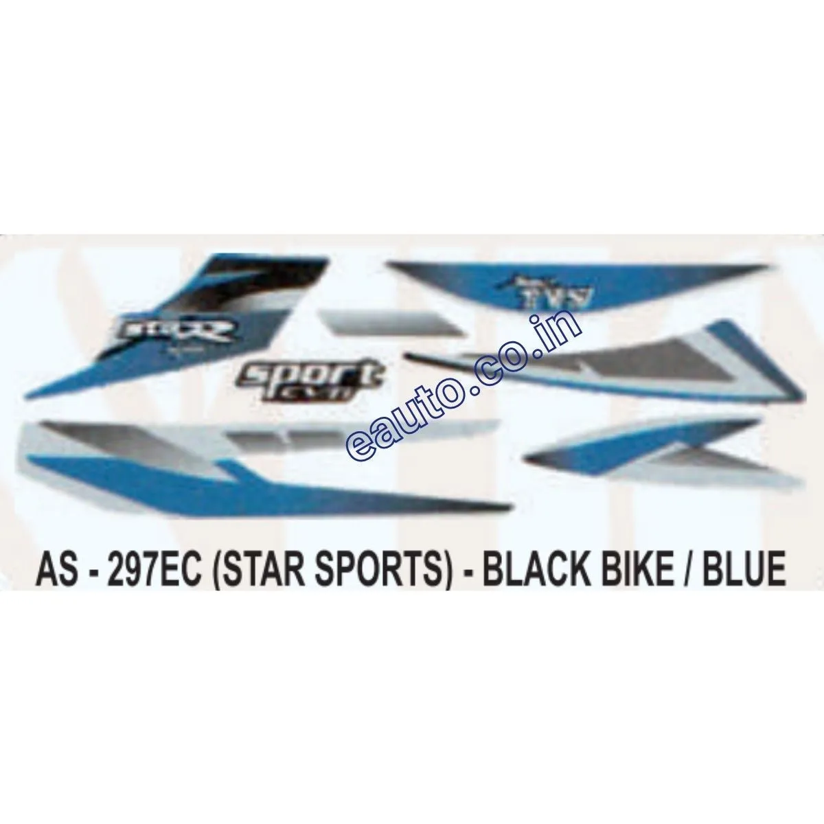 Graphics Sticker Set for TVS Star Sports | Black Vehicle | Blue Sticker | Both Sides