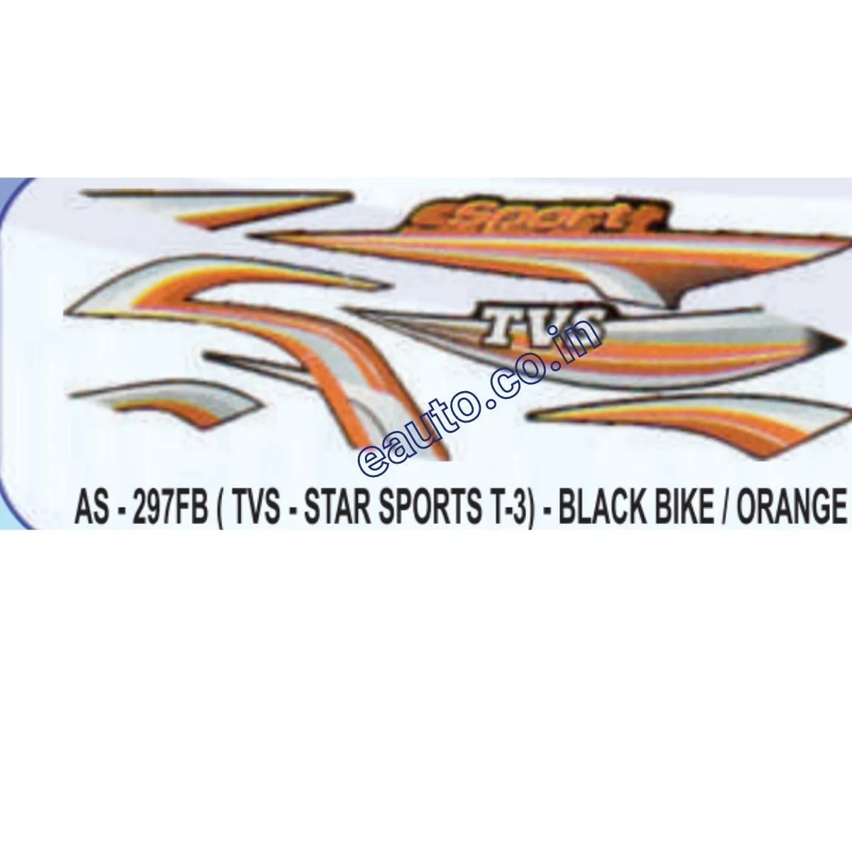 Graphics Sticker Set for TVS Star Sports | Type 3 | Black Vehicle | Orange Sticker | Both Sides