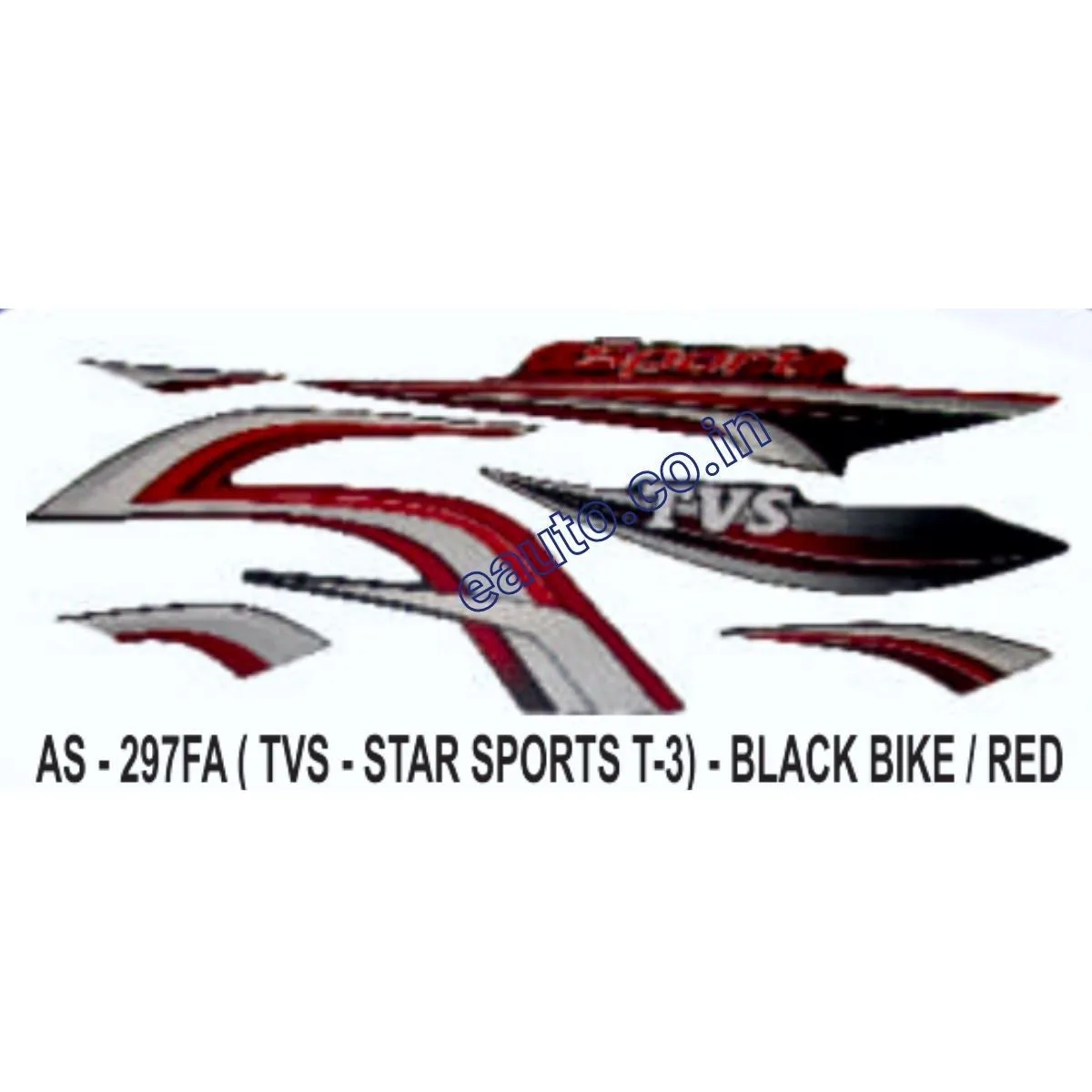 Graphics Sticker Set for TVS Star Sports | Type 3 | Black Vehicle | Red Sticker | Both Sides