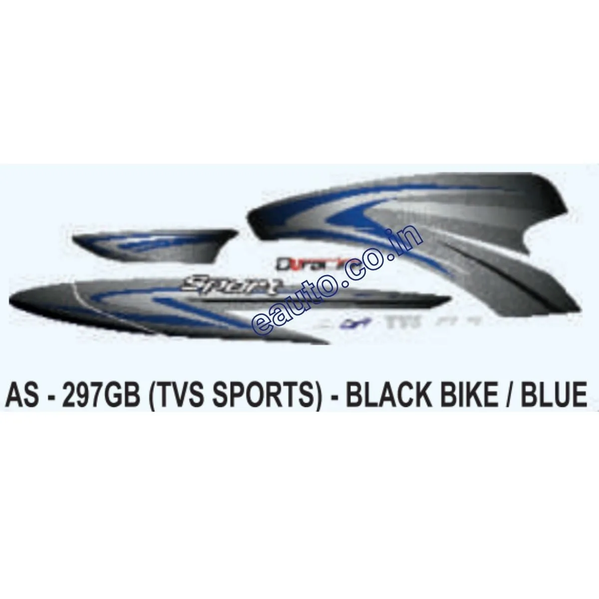 Graphics Sticker Set for TVS TVS Sports | Black Vehicle | Blue Sticker | Both Sides