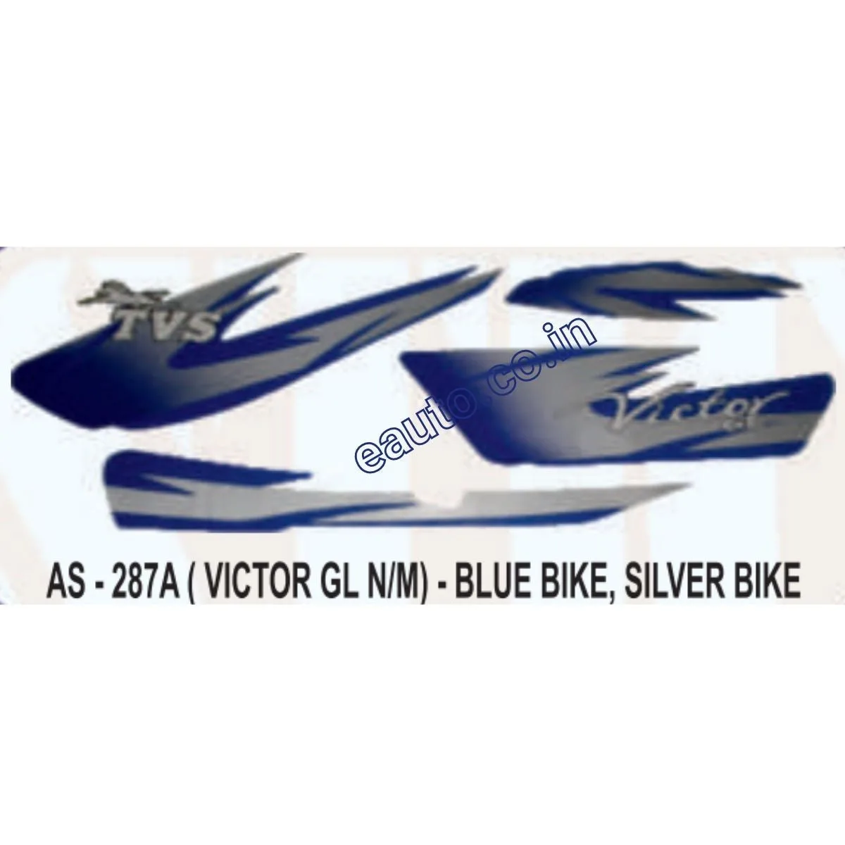 Graphics Sticker Set for TVS Victor GL | New Model | Blue & Silver Vehicle | Both Sides