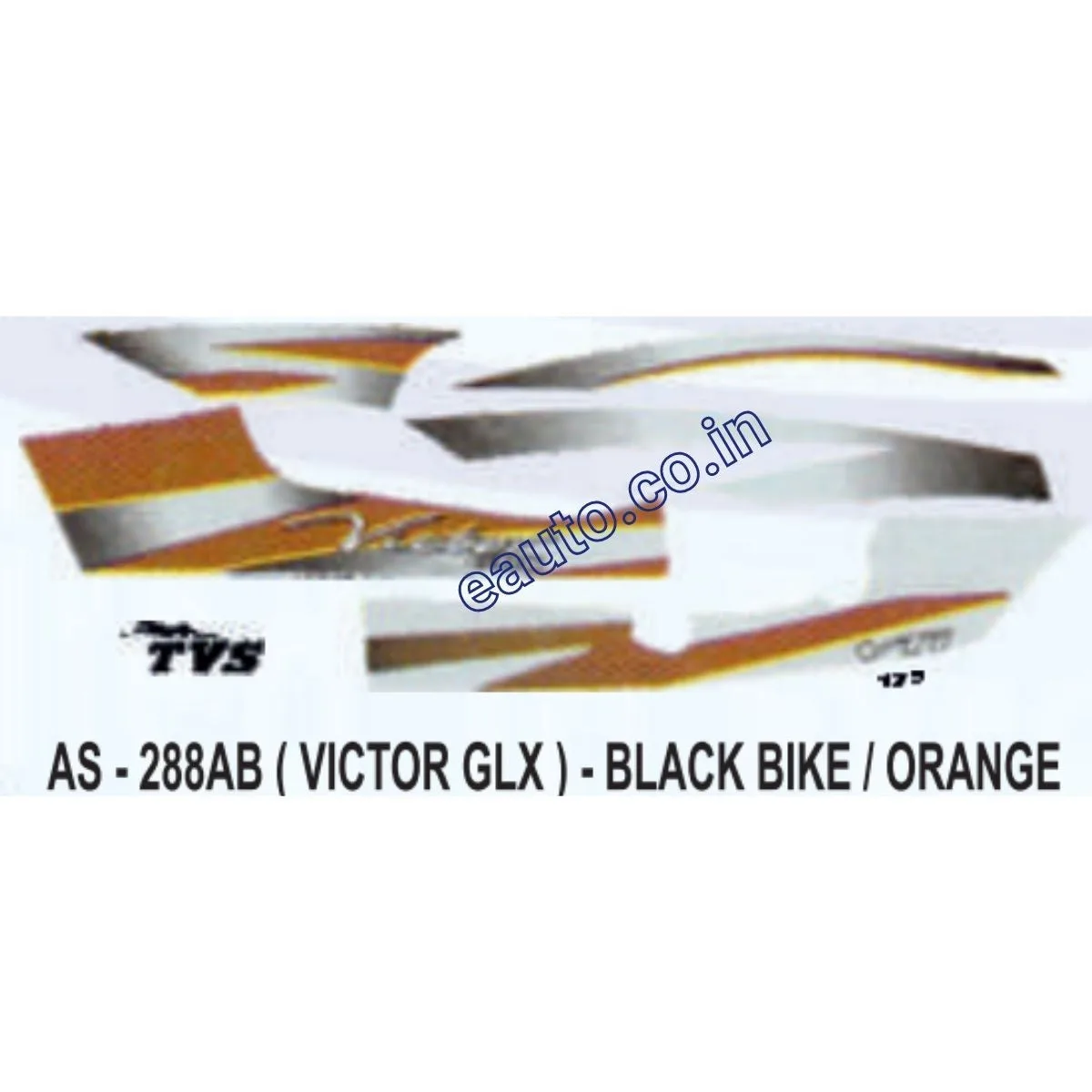 Graphics Sticker Set for TVS Victor GLX | Black Vehicle | Orange Sticker | Both Sides