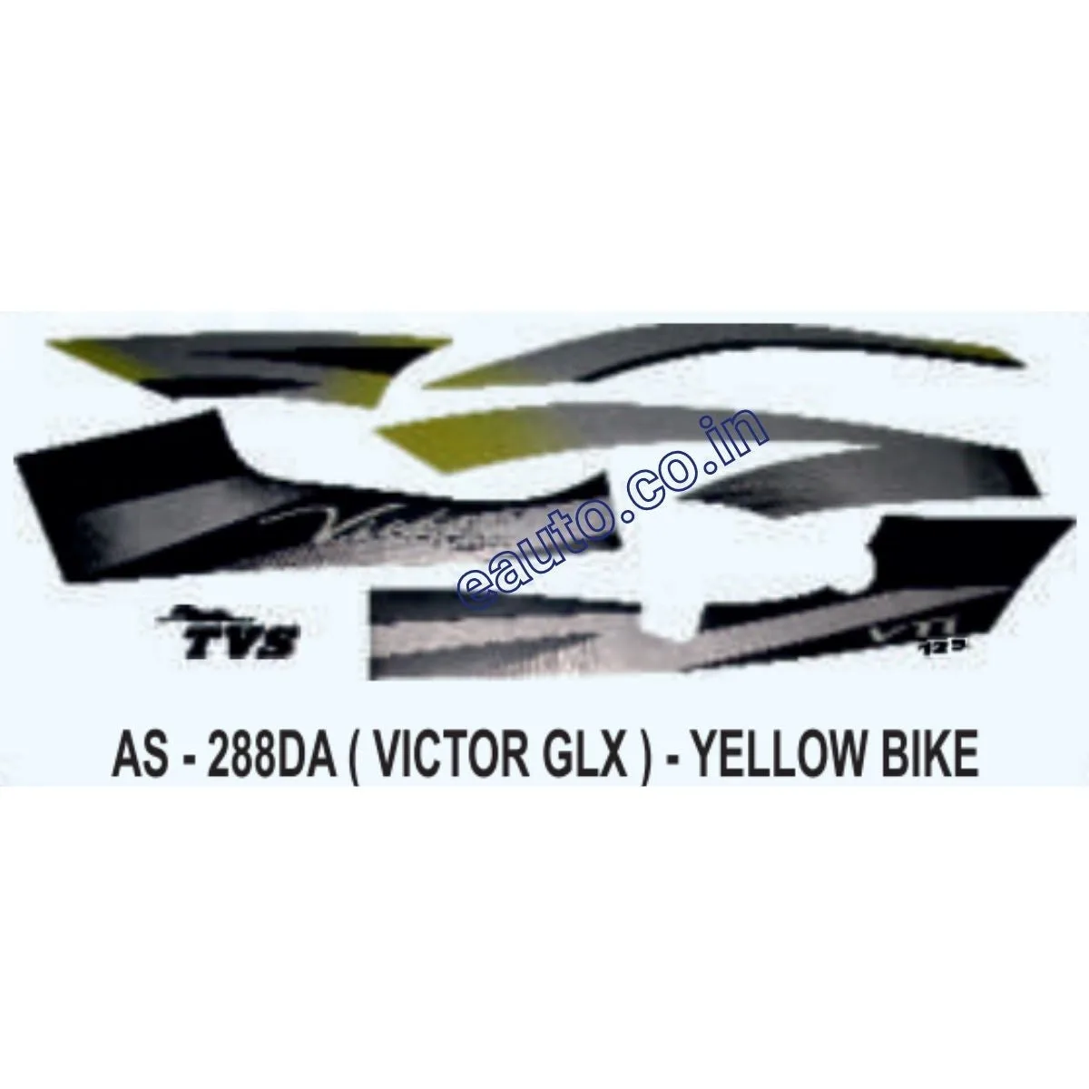 Graphics Sticker Set for TVS Victor GLX | Yellow Vehicle | Blue Sticker | Both Sides