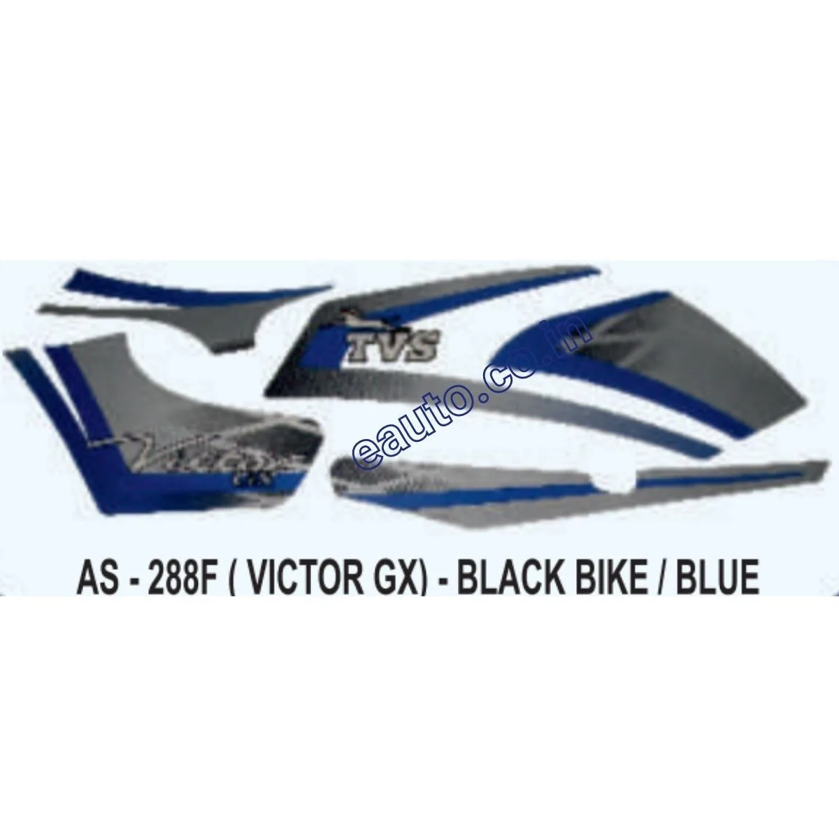 Graphics Sticker Set for TVS Victor GX | Black Vehicle | Blue Sticker | Both Sides