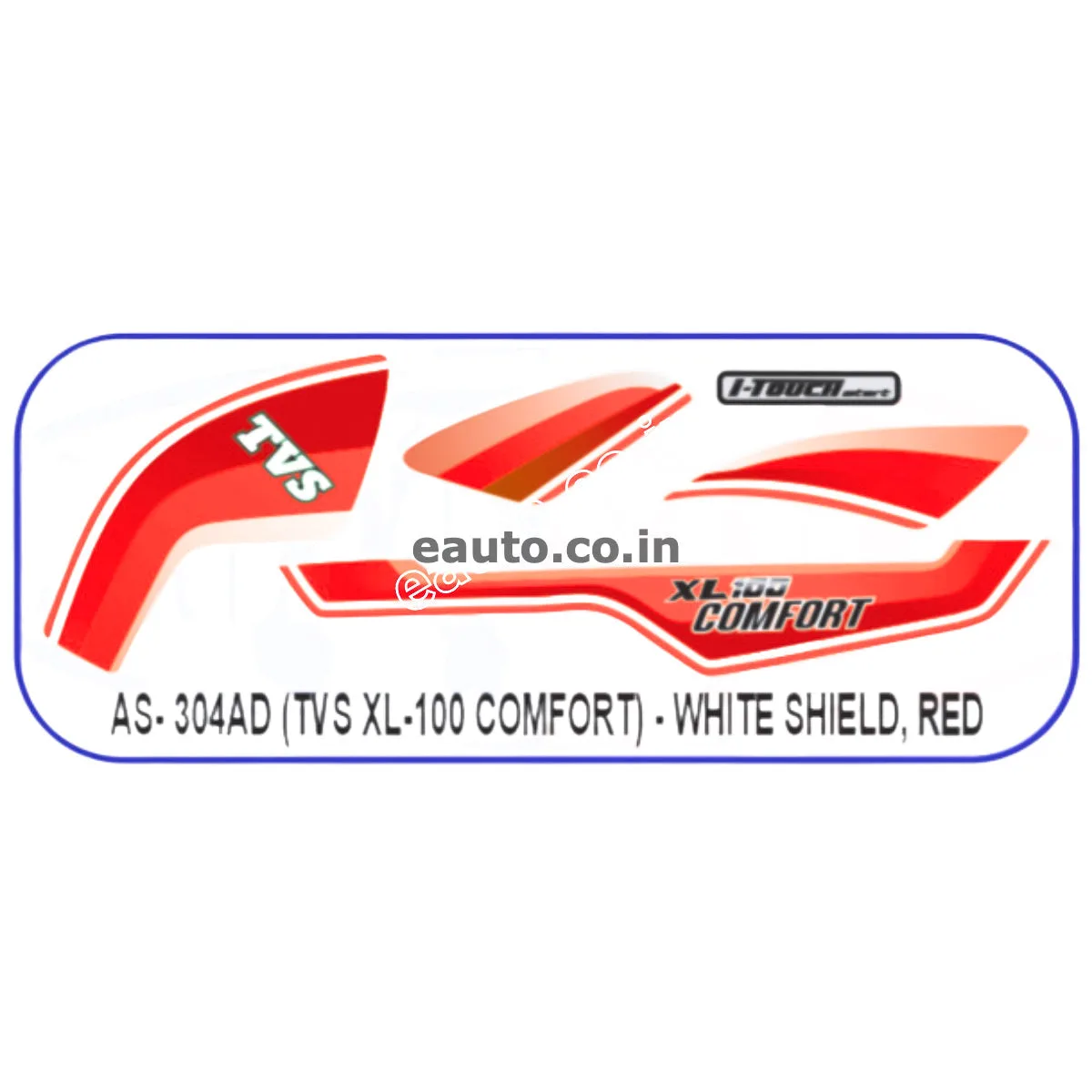 Graphics Sticker Set for TVS XL 100 Comfort | White Vehicle | Red Sticker | Both Sides