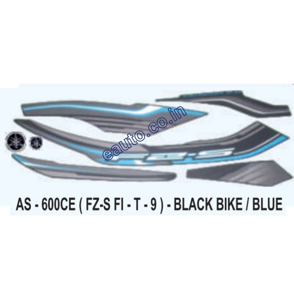 Graphics Sticker Set for Yamaha FZ-S FI | Type 9 | Black Vehicle | Blue Sticker | Both Sides