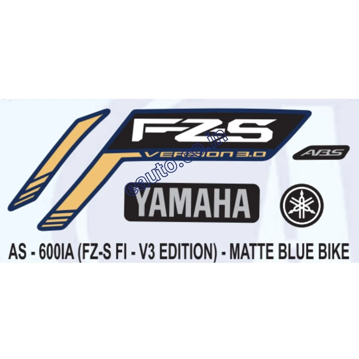 Graphics Sticker Set for Yamaha FZ-S FI V3 | Matte Blue Vehicle | Both Sides
