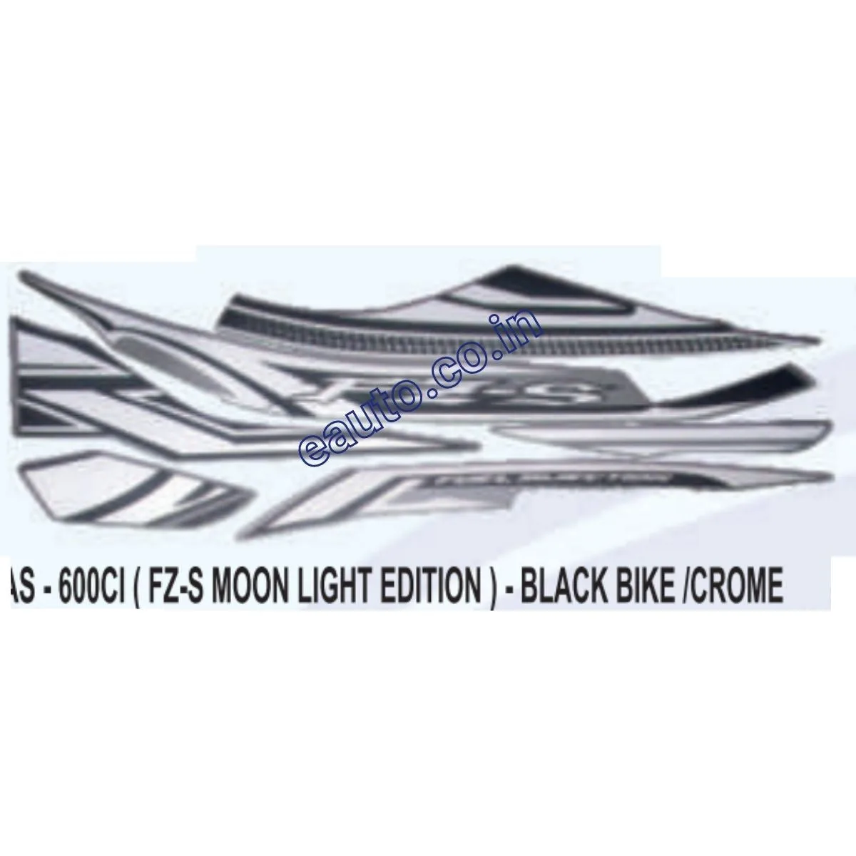 Graphics Sticker Set for Yamaha FZ-S | Moon Light Edition | Black Vehicle | Chrome Sticker | Both Sides