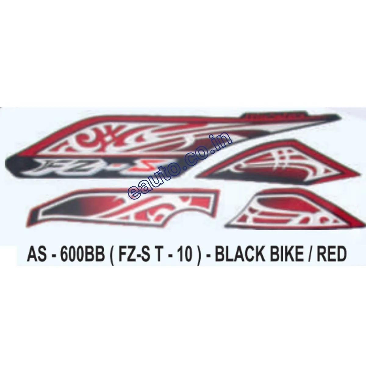 Graphics Sticker Set for Yamaha FZ-S | Type 10 | Black Vehicle | Red Sticker | Both Sides