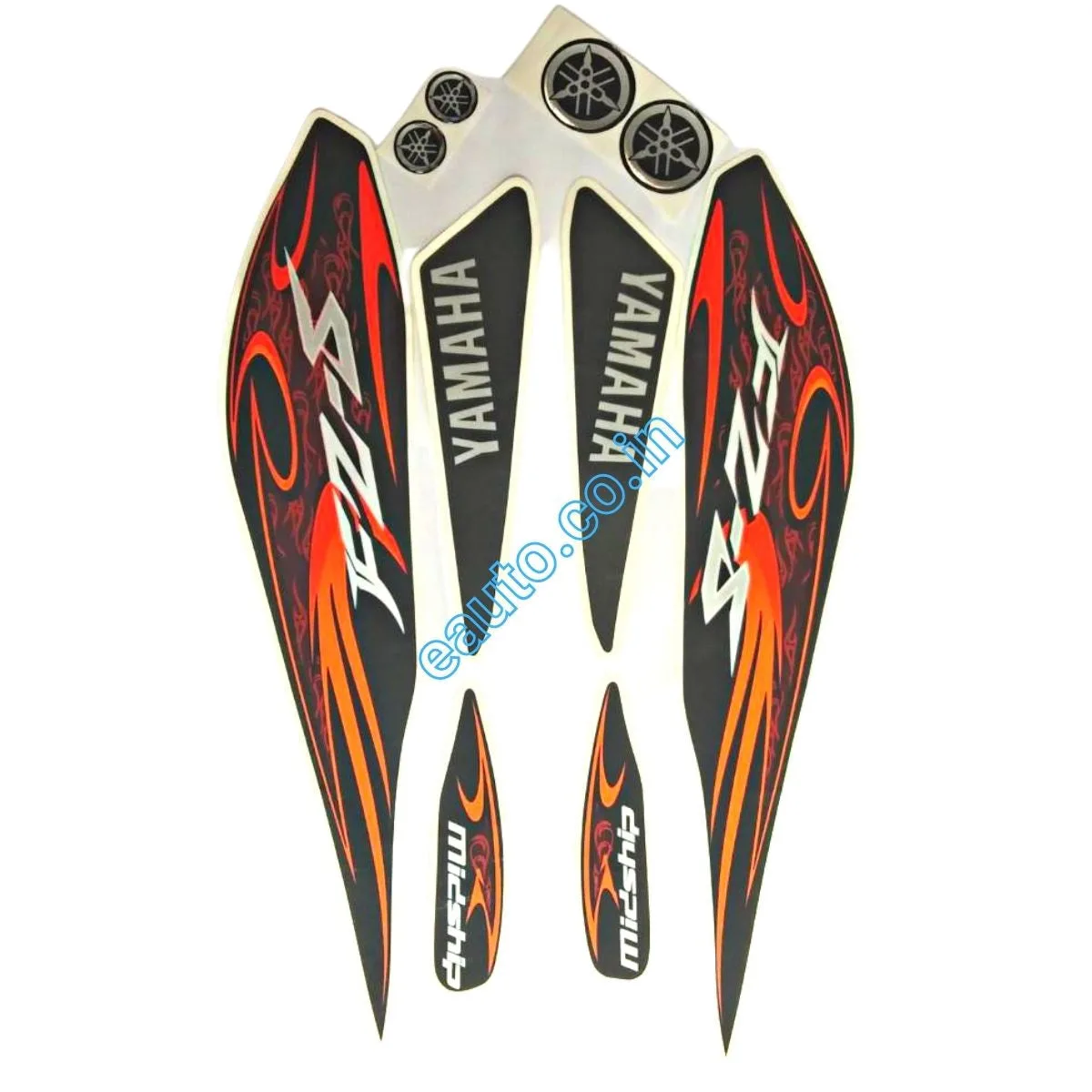Graphics Sticker Set for Yamaha FZ-S | Type 4 | Black & Orange Sticker | Vinyl Decal Set | 600A | Both Sides