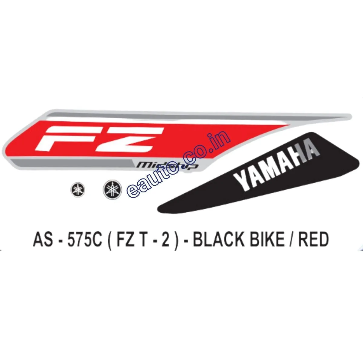 Graphics Sticker Set for Yamaha FZ | Type 2 | Black Vehicle | Red Sticker | Both Sides