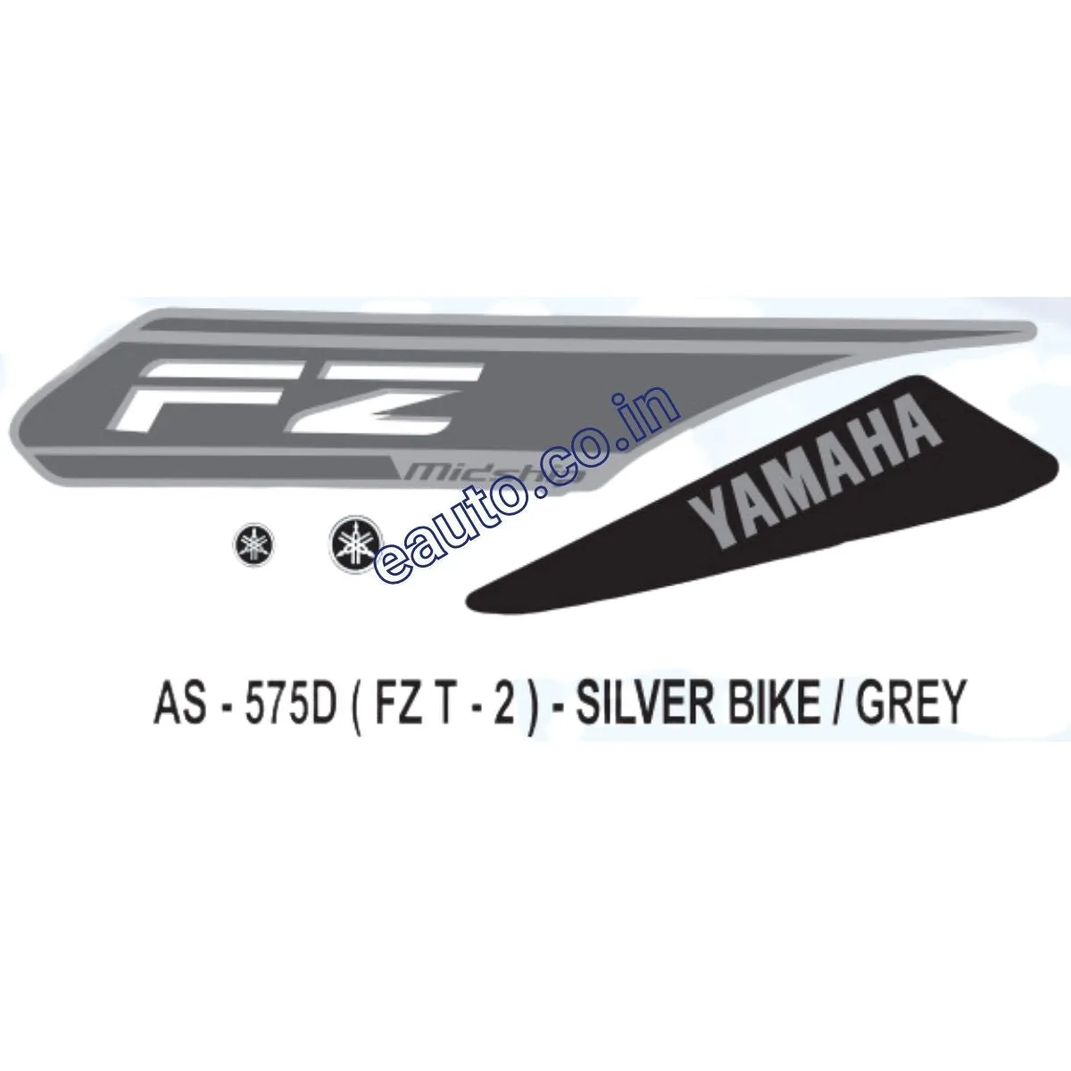 Graphics Sticker Set for Yamaha FZ | Type 2 | Silver Vehicle | Grey Sticker | Both Sides