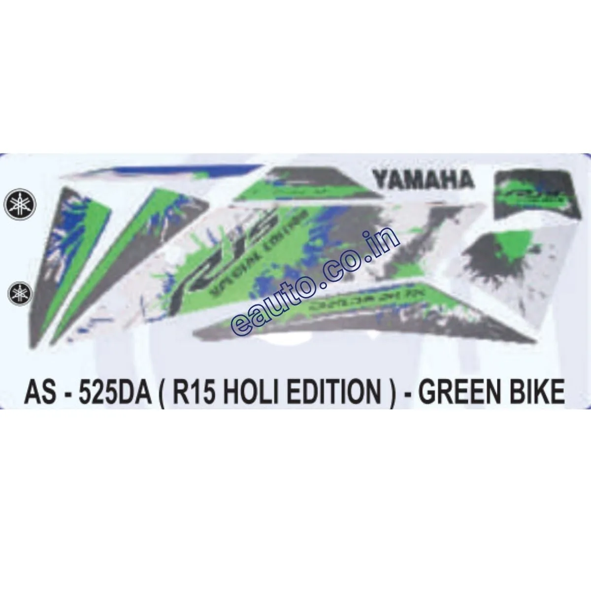 Graphics Sticker Set for Yamaha R15 | Holi Edition | Green Vehicle | Both Sides