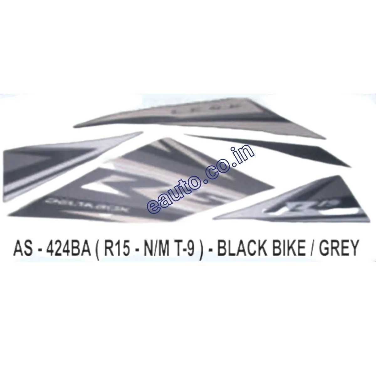 Graphics Sticker Set for Yamaha R15 | New Model Type 9 | Black Vehicle | Grey Sticker | Both Sides