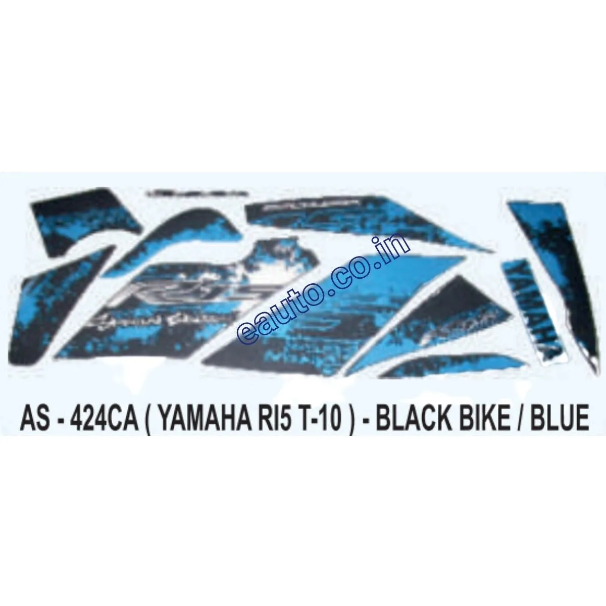 Graphics Sticker Set for Yamaha R15 | Type 10 | Black Vehicle | Blue Sticker | Both Sides