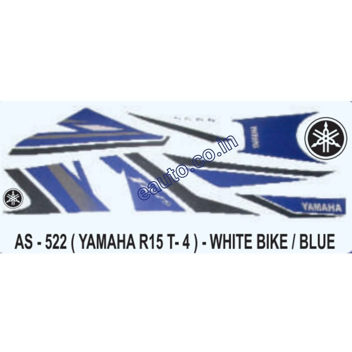 Graphics Sticker Set for Yamaha R15 | Type 4 | White Vehicle | Blue Sticker | Both Sides
