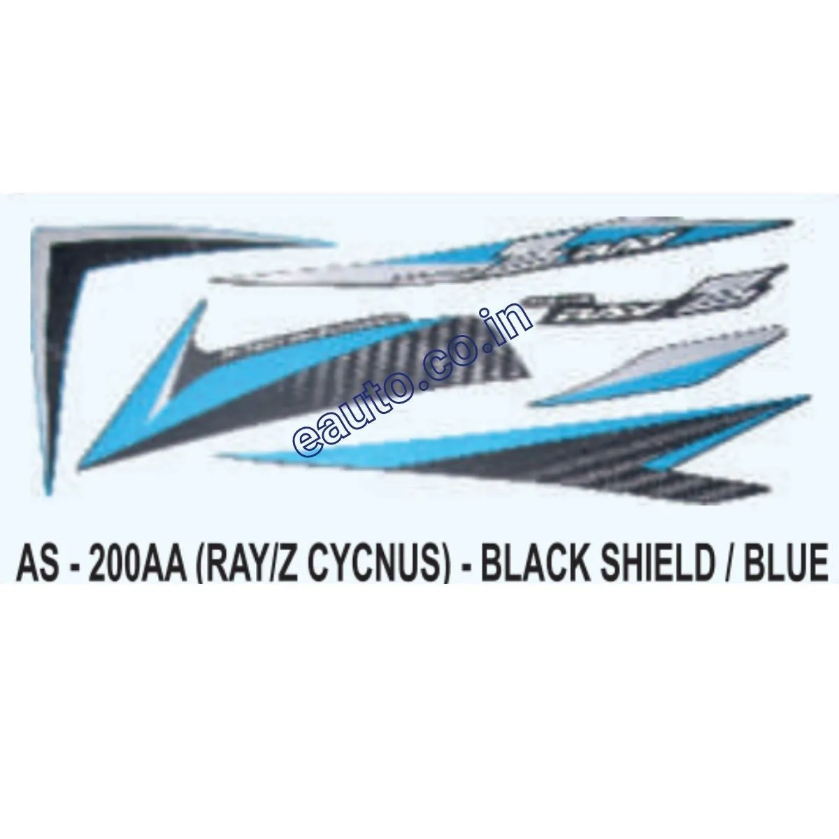 Graphics Sticker Set for Yamaha Ray Z Cygnus | Black Shield | Blue Sticker | Both Sides