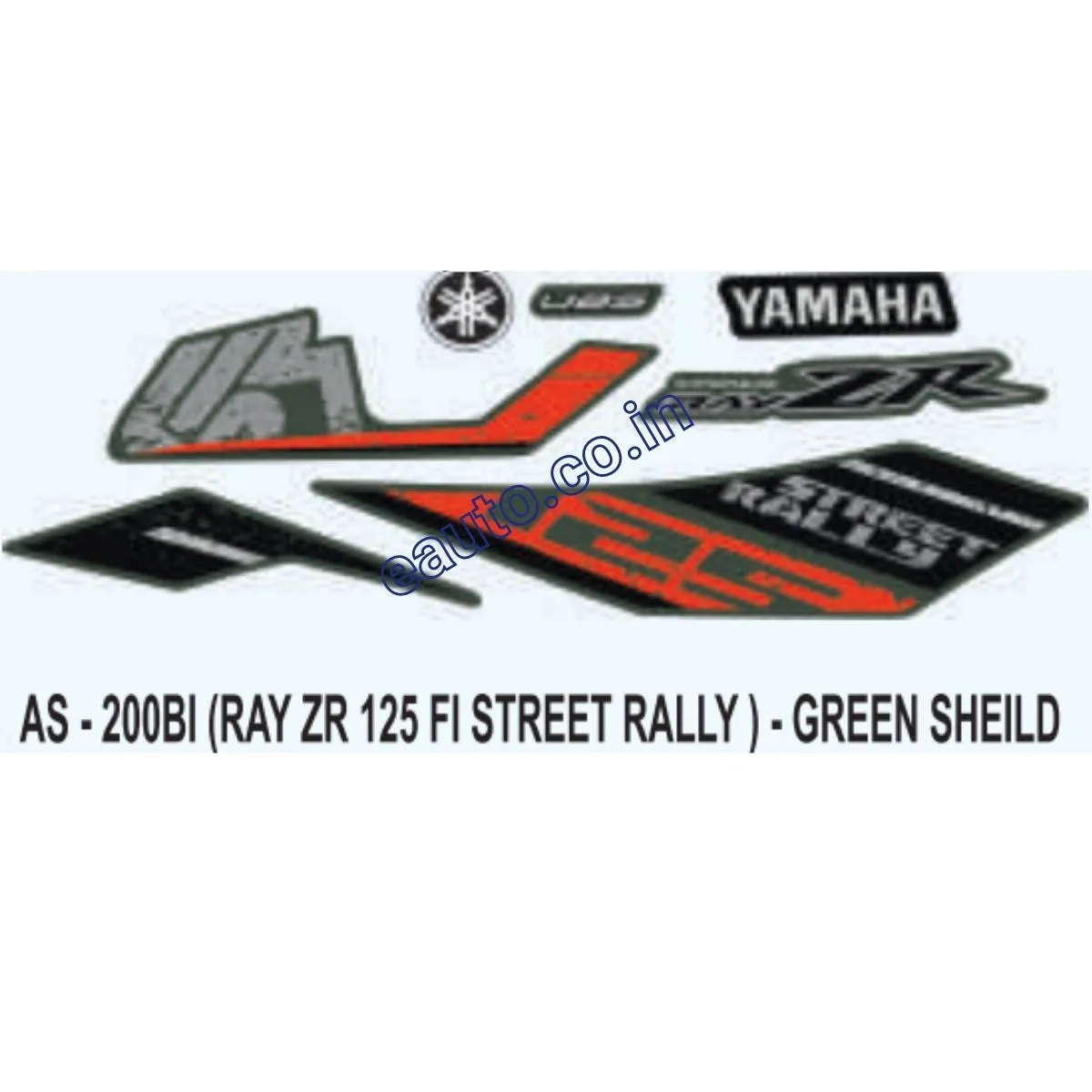 Graphics Sticker Set for Yamaha Ray ZR 125 FI | Street Rally | Green Shield Vehicle | Red Sticker | Both Sides