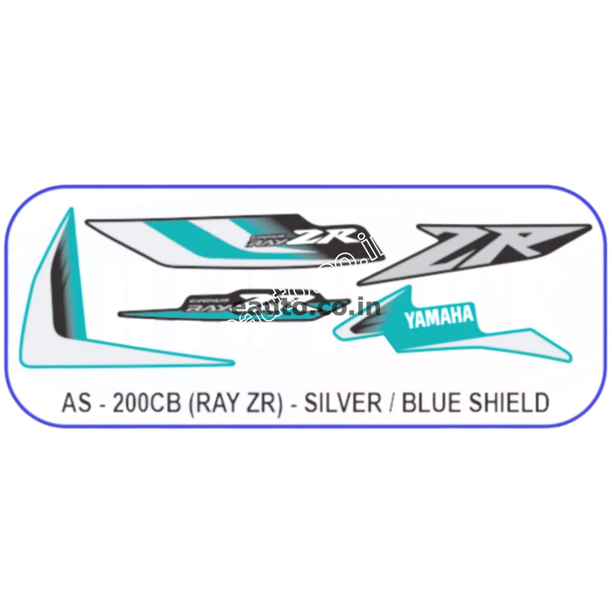 Graphics Sticker Set for Yamaha Ray ZR | Silver & Blue Sticker | Both Sides