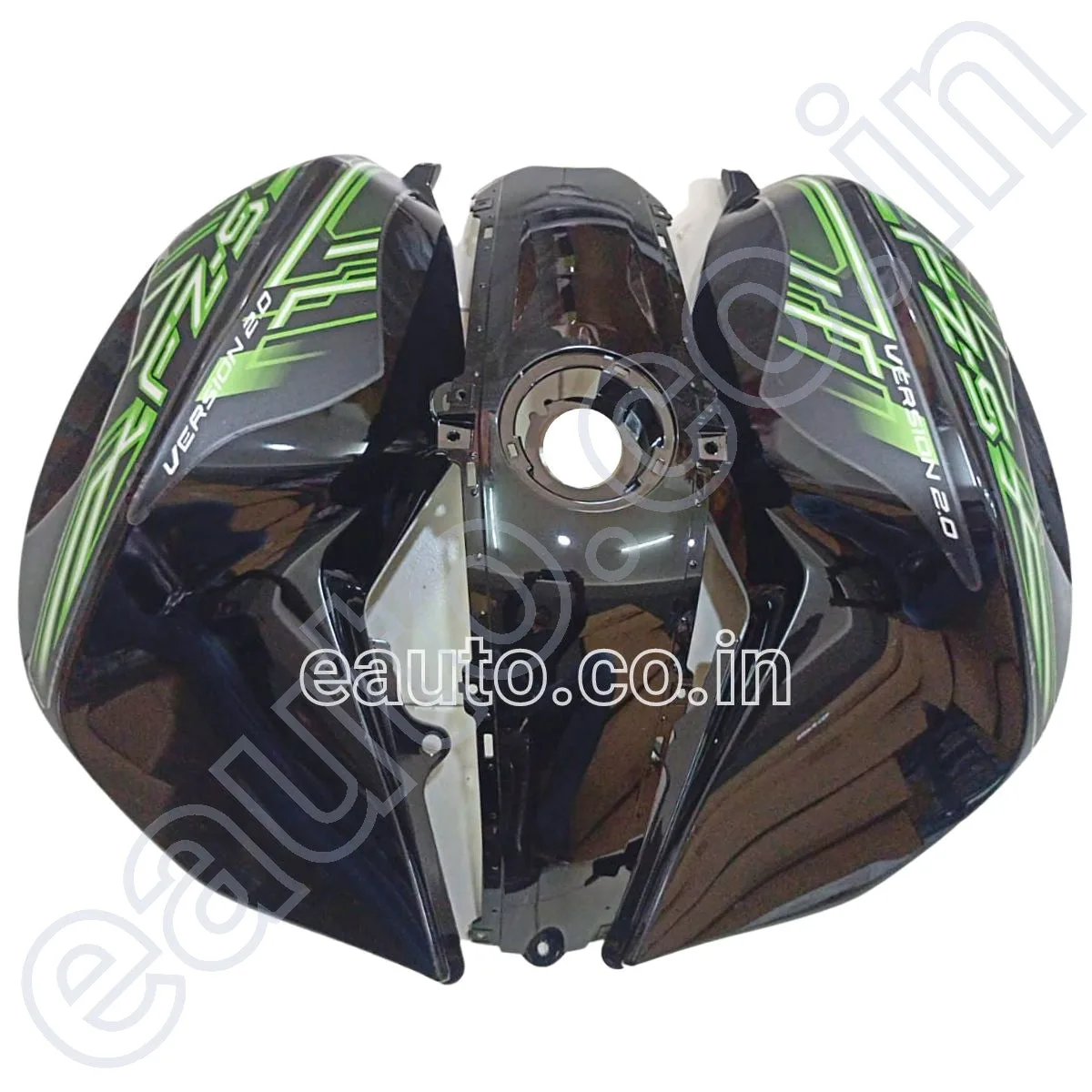 Tank Cover for Yamaha FZ-S V2 | Black & Green | Set of 3 2