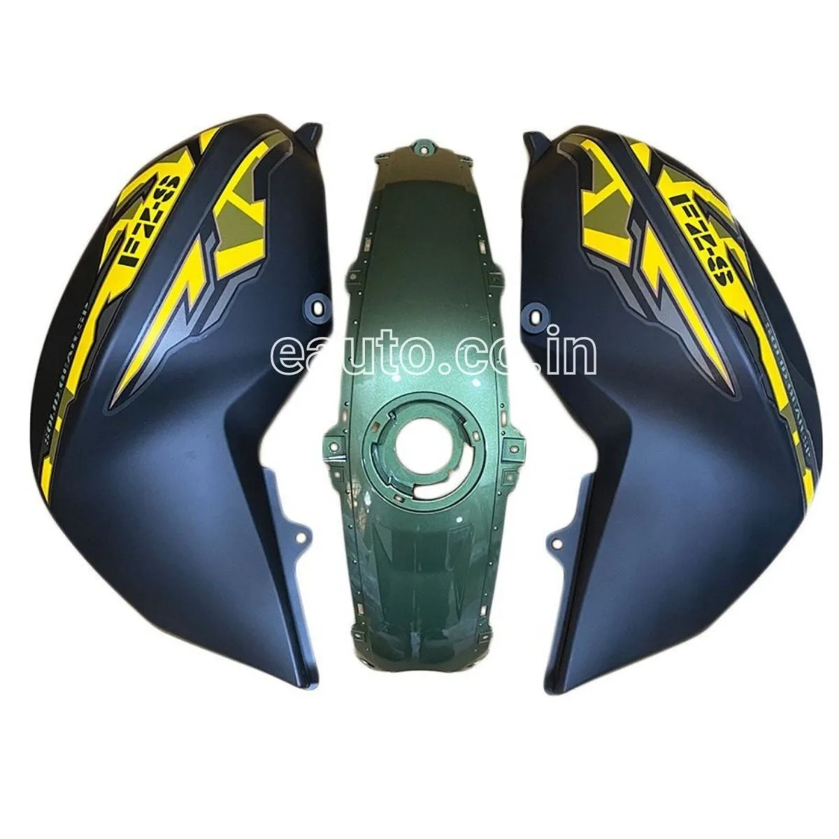 Tank Cover with Graphics for Yamaha FZ-S V2 | Military Green & Yellow | Set of 3