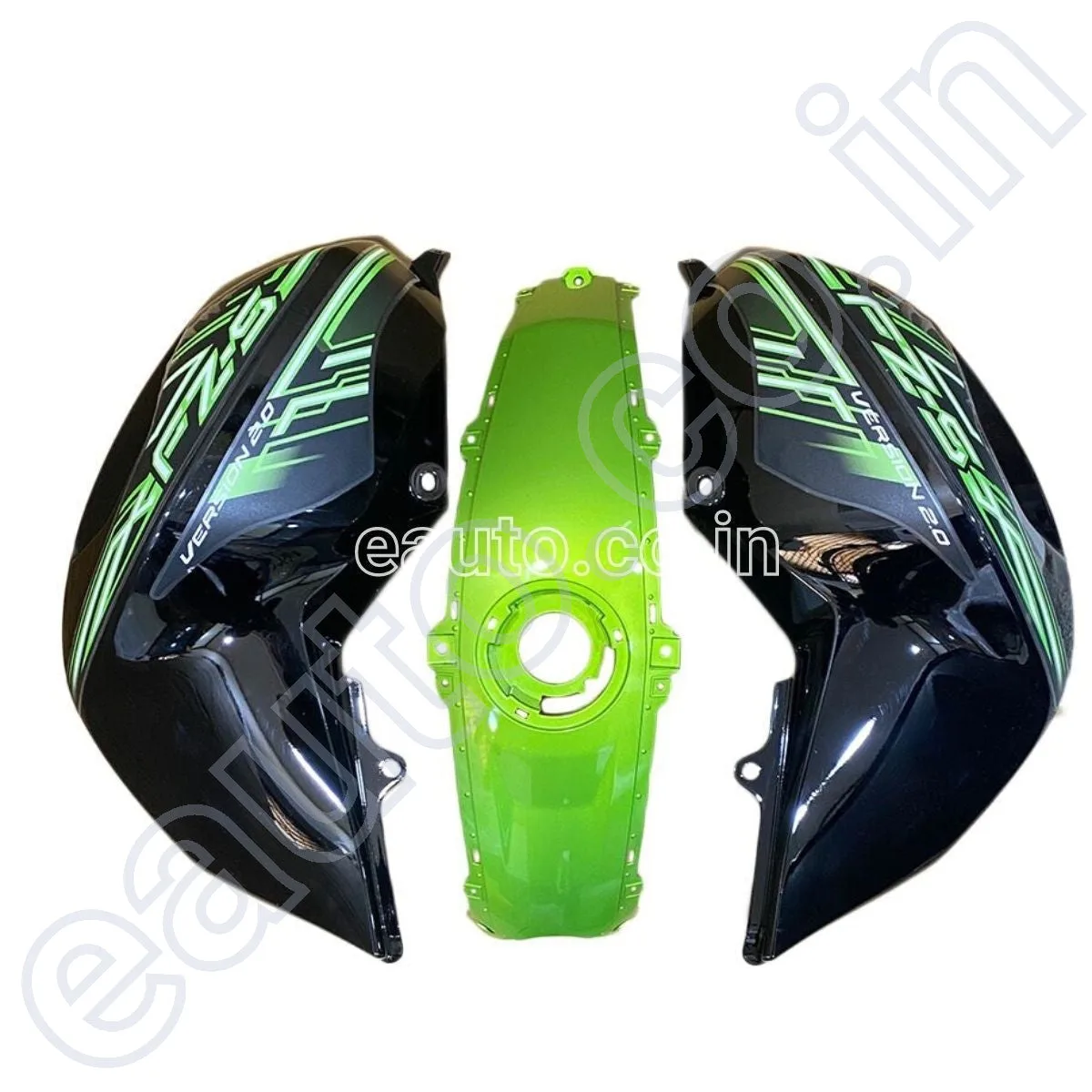 Tank Cover with Graphics for Yamaha FZ-S V2.0 | Black & Green | Set of 3 2